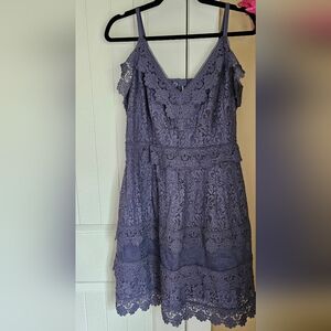 City Chic Blue Tiered A-line Midi Dress